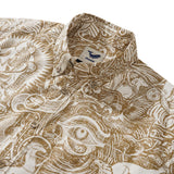 Men's Hawaiian Shirt Short Sleeve Button-down 100% Cotton Brown Aloha Ancient Egyptian Mythology