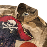 Men's Hawaiian Shirt Short Sleeve Button-down 100% Cotton Brown Aloha Octopus Wave Rider