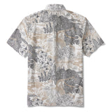 Botanical Oasis 100% Cotton Men's Short Sleeve Button-down Shirt Brown Aloha Hawaiian