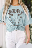 Rodeo Cow Skull Wild West Mineral Graphic Long Crop Top