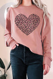 Heart Leopard Valentine Graphic Terry Sweatshirts