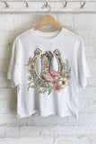 Lucky Flower Horseshoe Graphic Long Crop Top