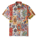 Men's Hawaiian Shirt Short Sleeve Button-down 100% Cotton Blue Aloha Vivid Edges
