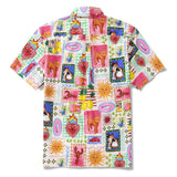 Men's Hawaiian Shirt Short Sleeve Button-down 100% Cotton Blue Aloha Summer Cats