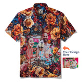 Customized Men's Short Sleeve Button-down Floral-themed Shirt Custom Floral-themed Shirt
