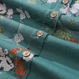 Women's Hawaiian Shirt Short Sleeve Button-up Flowers Print Cotton Shirt Elegant Plum Fragrance