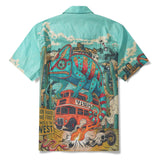 Men's Hawaiian Shirt Short Sleeve Camp Collar 100% Cotton Beige Aloha Desert Expedition