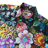 Men's Floral Hawaiian Shirt 100% Cotton Black Aloha Short Sleeve Button-down Shirt Midnight Blossom By Manish Prajapati