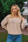 Peace Cropped Thermal  Thermal Vintage Pullover