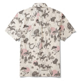Men's Hawaiian Shirt Short Sleeve Button-down 100% Cotton Brown Aloha Western Cowboy