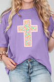 Easter Floral Cross Christian Casual Tee (S-3XL)