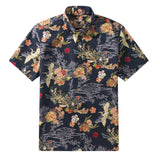 Cranes 100% Cotton Japanese Hawaiian Shirt Men's Short Sleeve Button-down Black Hawaiian Shirt Gratitude Of A Thousand Cranes