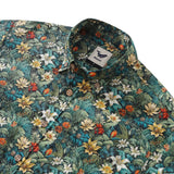 Men's Hawaiian Shirt Green Cotton Button-down Short Sleeve Aloha Shirt Jungle Adventure