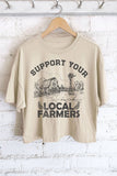 Support Your Local Famers Graphic Long Crop Top