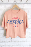 America Sweet Land of Liberty Bow Graphic Long Crop Top
