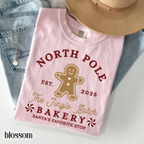 North Pole Bakery Gingerbread Man Holiday Cookie Crew Tee