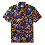 Men's Hawaiian Shirt Short Sleeve Camp Collar 100% Cotton Black Aloha Midnight Blossoms Leopard Print