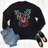 Christmas Coquette Neon Reindeer Graphic Sweatshirt