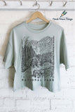 Yosemite Bear-Hand Drawn Long Crop Top