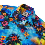 Tropical Hawaiian Shirt 100% Cotton Men's Short Sleeve Camp Collar Shirt Blue Aloha Shirt Tropical Elegance