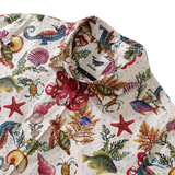 Summer Hawaiian Shirt For Women Marine Life Seahorse Octopus Shirt Button-up Short Sleeve Marine Life Women Shirt