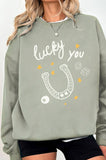 Lucky You Horseshoe Graphic Brushed Sweatshirts