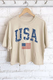 USA Flag Graphic Long Crop Top