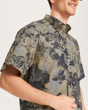 Men's Hawaiian Shirt Short Sleeve Button-down 100% Cotton Brown Aloha Oriental Essence