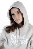 JUSTIN WONG - 'Casual Tryhard' Premium Puff Print Hoodie - Sand