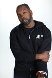 STREET FIGHTER - 'Ryu Hadoken' Embroidered Full-Zip Hoodie - Black