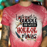 Cuddle & Watch Horror Movies Bleached Halloween Shirt