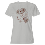 Boho Floral Woman Line Art Illustration Women's T-Shirt