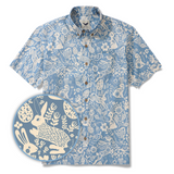 Easter Day Men's Hawaiian Shirt Short Sleeve Button-down 100% Cotton Blue Aloha Spring Revival