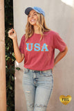 USA Foil with Stars Mineral Graphic Top