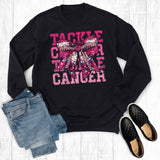 Football Retro Glittery Tackle Cancer Graphic Sweatshirt