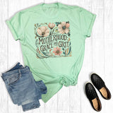 Retro Floral Motherhood Grace and Grit Graphic Tee