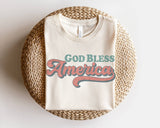Retro God Bless America 4th of July Patriotic Graphic Tee