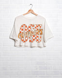 Osu Cowboys Twisted Check Off White Cropped Tee