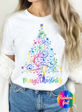 Rainbow Christmas Tree Foil Graphic Tshirts