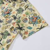 Men's Tropical Hawaiian Shirt 1990s Vintage Skull Shirt Short Sleeve Button-down Aloha Shirt