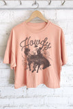 Howdy Rodeo Cowboy Graphic Long Crop Top
