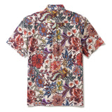 Red Floral Button-down Hawaiian Shirt Men's 100% Cotton Short Sleeve Aloha Shirt Fiery Floral Delight