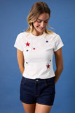Crew Neck Short Sleeve Star Embroidered Baby Tee