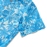 Men's Hawaiian Shirt Short Sleeve Button-down 100% Cotton Blue Aloha Jungle Paradise