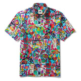 Yiume Corlorful Hawaiian Shirt 100% Cotton Men's Short Sleeve Button-down Aloha Shirt Happy Days By Este Macleod