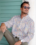 Men's Hawaiian Shirt Tropical Palm Tree Print Cotton Button-down Long Sleeve Aloha Shirt Jungle Long Sleeve Shirt