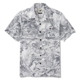 Men's Hawaiian Shirt Short Sleeve Camp Collar 100% Cotton Gray Aloha Ocean Spirit