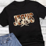 Faith Jesus Cow Print Pearls Graphic Tee