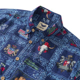 Men's Hawaiian Shirt Short Sleeve Button-down 100% Cotton White Aloha American Style