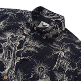Men's Hawaiian Shirt Short Sleeve Button-down 100% Cotton Black Aloha Majestic Jungle